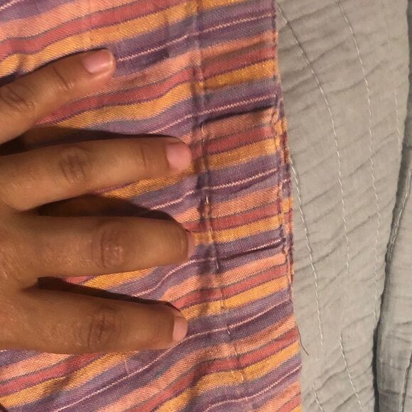 380. FLAX 100% Linen Striped Multicolor Pull on Pants size Large (14-18) - Picture 5 of 9